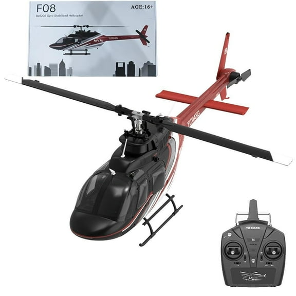 RC Helicopter for Adults - 1/27 Scale 6CH Brushless Flybarless Model with 6-Axis Gyro, 3D/6G Capabilities, Includes 2 Batteries F08 Bell206