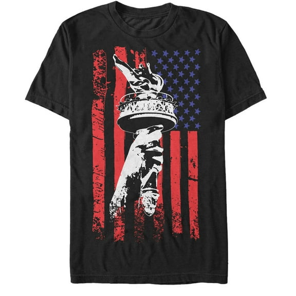 Men's Lost Gods Fourth of July  Statue of Liberty  Graphic Tee Black 5X Large
