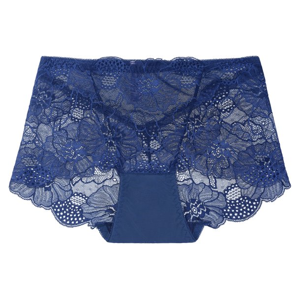 Panties for Women Sexy Lace Floral Underwear Briefs Hipster Panty Navy Blue XS