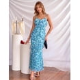thumbnail image 3 of Merokeety Womens Summer Dresses Floral Spaghetti Deep V Neck Backless Asymmetric Maxi Dress Blue xl, 3 of 9