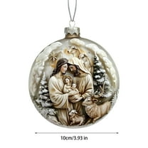 Beautynvta Nativity Scene Christmas Ornaments, Vintage Jesus Nativity Ornaments for Xmas Tree Decor, Round Acrylic Flat Nativity Hanging Ornaments, Religious Gifts for Family