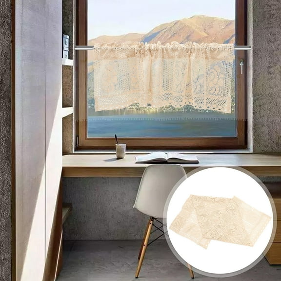 LEORX Elegant Crochet Short Curtains Vintage Lace Kitchen Cafe Drapes Privacy For Home Decor Breathable