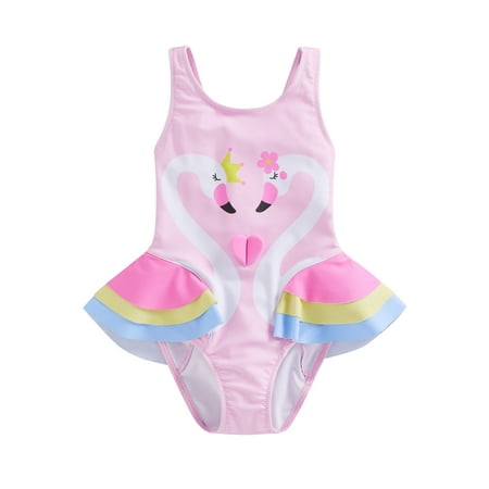 

Licupiee Baby Girl Swimsuit One Piece Flamingo Bikini Swimming Bathing Suit Jumpsuit Little Kid Tankini Set Beach Wear