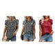 thumbnail image 4 of Qarigey Camiseta de mujer con cuello , camisa estampada informal, blusa de compras, ropa Prendas para la parte del cuerpo punto blanco negro SG, 4 of 6