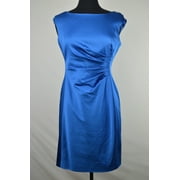 Ralph Lauren Lauren Womens Petites Satin Sheath Dress Dutchess Blue 10P