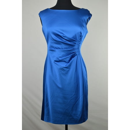 Ralph Lauren Lauren Womens Petites Satin Sheath Dress Dutchess Blue 10P