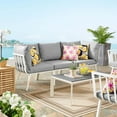 thumbnail image 1 of Modway Riverside 3-Piece Outdoor Patio Aluminum Sectional Sofa in White/Gray, 1 of 17
