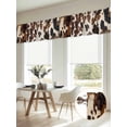 thumbnail image 2 of Brown Cowhide Spots Window Valance, Cream White Background 2 Pack Decorative Curtain for Small Windows, Light Filtering Valance with 3” Rod Pocket, 42"W x 18"L, 2 of 9