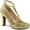 Gold Glitter/Metallic Polyurethane, variant on Women's Pleaser Pink Label Queen 01 T-Strap Pump