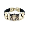 thumbnail image 2 of Vintage Virgen Mary bracelet handmade jewelry with Double Leather strap by Graciela's Collection, 2 of 14