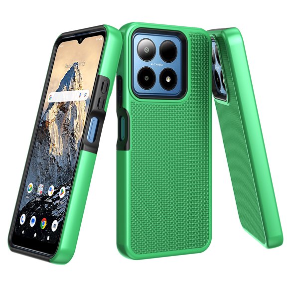 6goodeals For Boost Mobile Summit 5G Phone Case Screen Protector Hybrid Dual-Layer Full-Body Protective Shockproof Rugged Case Cover Green