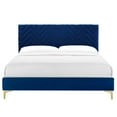 thumbnail image 4 of Platform Bed Frame, Tufted, Full, Blue Navy, Velvet, Mid Century Bedroom, Modern Contemporary Boutique HB35587, 4 of 8