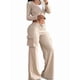 thumbnail image 1 of Conjunto de Dos Piezas para Mujer: Blazer Corto, Chaqueta y Pantalón de Trabajo de Cintura Alta y Pierna Caqui M, 1 of 6
