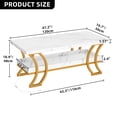 thumbnail image 6 of Dextrus 2-Tier Marble Coffee Table with LED Light, Large Wood Center Table for Living Room with Storage, Gold and White, 6 of 9