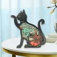 thumbnail image 3 of nvzhuang Carved Cat Ornaments Wooden Figurine Cartoon Cat Statues for Home Office Decoration, 3 of 9