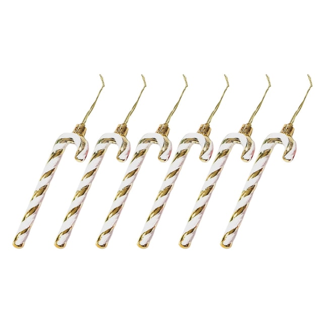 Bastón de caramelo de Navidad 6x Dorado Perfecl Decoración Adorno colgante Regalo para fiesta