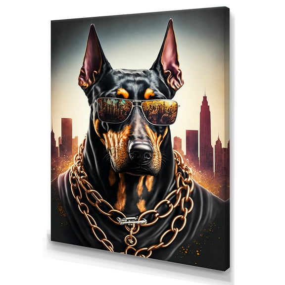 Designart Doberman Gangster In NYC II Canvas Wall Art