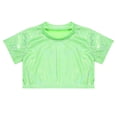 thumbnail image 3 of Jowowha Kids Girls Shiny Metallic Crop Tops Boys Short Sleeves T-Shirt for Modern Dance Performance Fluorescent_Green 170, 3 of 7