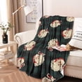 thumbnail image 2 of Green and Black Christmas Plaid Santa Pattern Round Blanket,Comfortable Soft Flannel Throw Blanket,All Season,Warm Lightweight Blankets for Sofa Bed Couch Living Room Chair 60"x60", 2 of 5