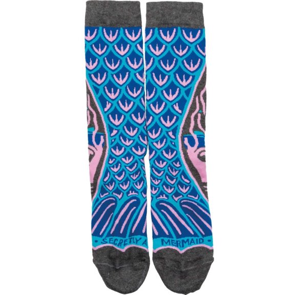 Novelty Funky Womens Crew Socks Primitives by Kathy - Secretly Mermaid