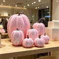 thumbnail image 6 of 7Pcs Simulation Pumpkin Ornament, Lifelike Pink Pumpkin Model with Pink Ribbon, Funny Desktop Ornament for Fall Harvest Halloween Thanksgiving Decor, 6 of 6