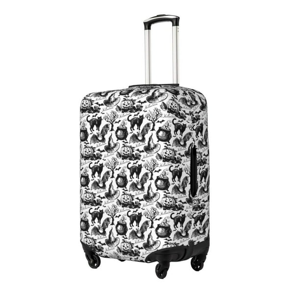 Balery Black White Halloween Funda de equipaje, fundas para maletas, elástica, lavable, protector de maletas, compatible con maletas de 18 a 32 pulgadas-Large