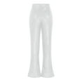 thumbnail image 5 of LLYwey Deals Clearance Womens Yoga Pants Ladies New Solid Color Sexy Fashionable Casual High Waist Sequin Trumpet Pants New Full Length Pants Trousers Regular Fitted White XL, 5 of 9