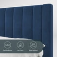 thumbnail image 3 of Einfach Queen Size Platform Bed Frame with Upholstered Velvet Vertical Headboard, Blue, 3 of 6