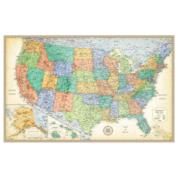 Rand Mcnally Maps Update Rand Mcnally Laminated Classic United States Map Laminated Poster - 50X32 -  Walmart.com