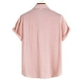 thumbnail image 3 of LIIPEE Men Shirts Casual Solid Color Short Sleeve Lapel Button Down Shirt Male Fashion Texture Loose Fit Tops Comfortable Breathable Soft Daily Shirts,Pink,L, 3 of 6
