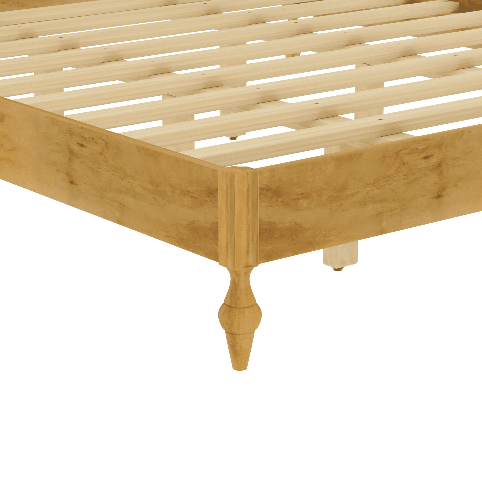 Mintazer Modern King Platform Bed with Wave Rattan Cane Headboard, Mid-Century Boho Bed Frame with Turned Legs for Bedroom, No Box Spring Needed, Natural