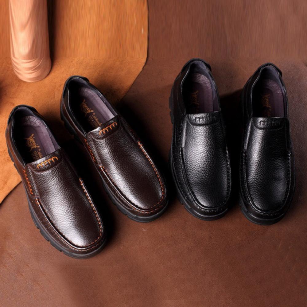 Luxsy Dress Men's Business Leather Shoes Men's Soft Soled Leather Casual Men's Shoes Men's Breathable Single Shoes Black - image 2 of 8