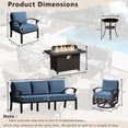 thumbnail image 4 of ASJMR 3PCS Aluminum Armrest Sofa with 2 Swivel Rocking Chairs & 45" Fire Pit Table & Glass Top Table,Outdoor Patio Furniture Conversation Set,Navy, 4 of 6