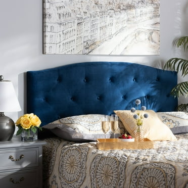 Baxton Studio Leone Modern and Contemporary Navy Blue Velvet Fabric Upholstered Full Size Headboard
