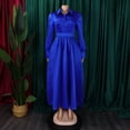 thumbnail image 2 of AURA Plus Size Lapel A Line Midi Dress Long Sleeve Button Front Belted High Waist Large Swing Elegant Fall Dress, 2 of 9