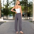 thumbnail image 5 of Women's Wide-Leg Elastic Waist Pants with Side Pockets - Small, Gray, 5 of 7
