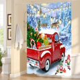 thumbnail image 4 of 72" x 72" Merry Christmas Shower Curtain, Red Truck and Gifts Shower Curtain with Hooks, Winter Santa Claus Xmas Gifts Curtains for Christmas Decor Red Truck, 4 of 6