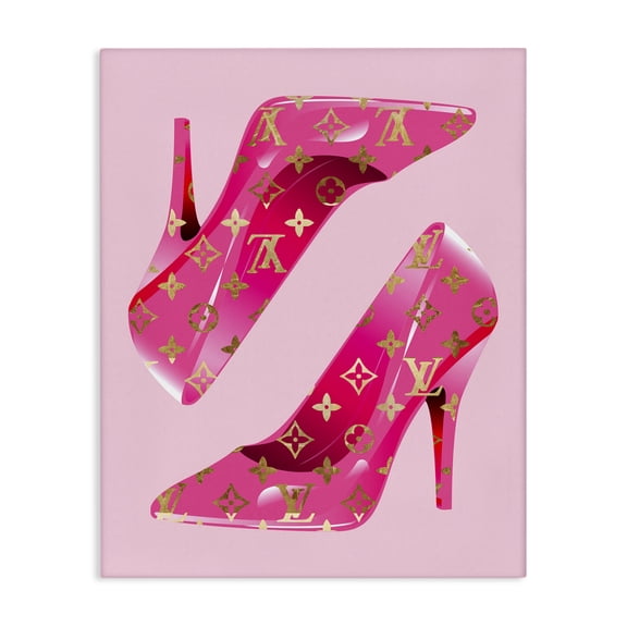 Stupell Industries Art Deco Pink Glam Logo Shoes Canvas Art, 24 x 30, by Lil' Rue