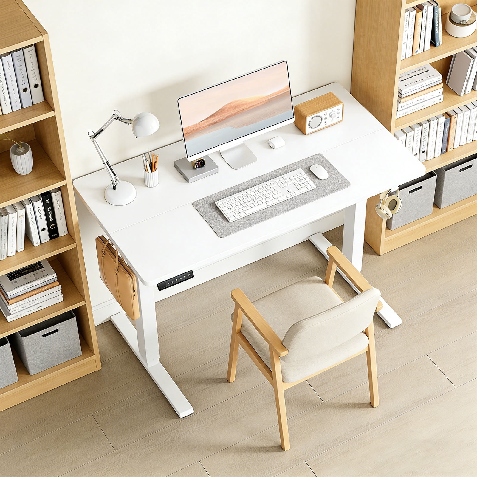 Casabay Electric Height Adjustable Standing Desk, 40"x24" Sit-to-Stand Desk Ergonomic Rising Computer Table for Home Office