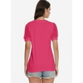 thumbnail image 2 of Womens Summer Tops V Neck T Shirts Swiss Dot Puff Sleeve Tops Loose Casual Tshirts, 2 of 6