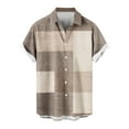 thumbnail image 4 of VSSSJ Men's Hawaiian Shirt Casual Button Down Summer Lapel Collar Shirt Short Sleeve Loose Comofortable Vacation Beach Shirts Khaki S, 4 of 5