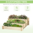 thumbnail image 3 of Outsunny 3-Tier Raised Garden Bed with 5 Compartments and Bed Liner, Elevated Wooded Wooden Planter Kit, for Vegetables, Herbs, Outdoor Plants, 37 x 37 x 14in, Natural, 3 of 9