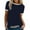 Navy, variant on Women Soft Cotton Classic Ringer Casual T-Shirt, Main Body Contrast White Rib Binding Crew Neck with Matching Contrast Short Sleeve Cuff, Regular Fit Straight Hem Daily Basic Top Blue L