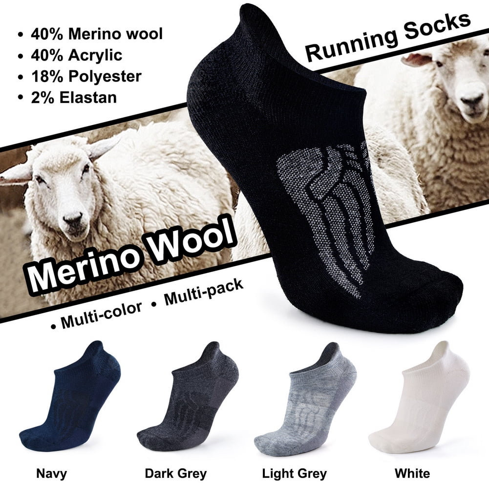 Busy Socks Ankle Wool Running Sport Socks for Women Men,Navy,Medium,3-Pack