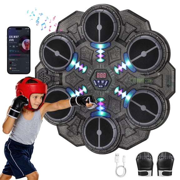 Music Boxing Machine, Bluetooth Smart Punching Target, Training Pad Toy with Intelligent Counting & 9-Speeds , Home Workout Equipment for Kids Adults