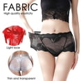 thumbnail image 4 of Gibobby Ropa Interior Elástica para Mujer Bragas mujer encaje sexy Calzoncillos cintura alta calados Pantalones cortos algodón gordo（Vino， 2XL), 4 of 5