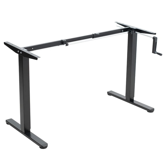 Black Hand Crank Adjustable Standing Desk Frame For 37-77 Inch Tops