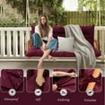 thumbnail image 2 of Outdoor Swing Cushions, Waterproof Thicken Porch Swing Cushions with Ties, 2-3 Seater Patio Swing Replacement Cushion for Backyard, Lawn and Garden（Wine red-40*47in）, 2 of 6