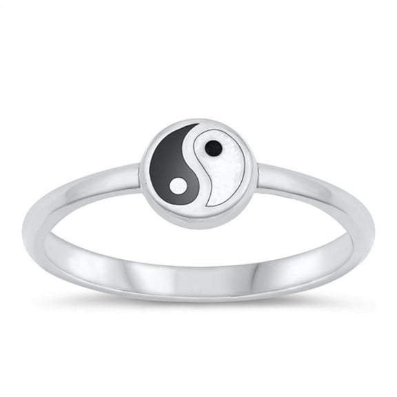 Beautiful Yin & Yang Ring .925 Sterling Silver Peace Harmony Band Jewelry Female Male Unisex Size 5