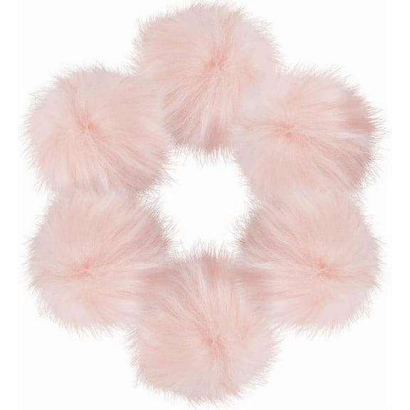 Faux Fox Fur Fluffy Pompom Ball with Metal Snap Button for Hats Shoes Scarves Bag Charms Accessories Misty Rose 100mm
